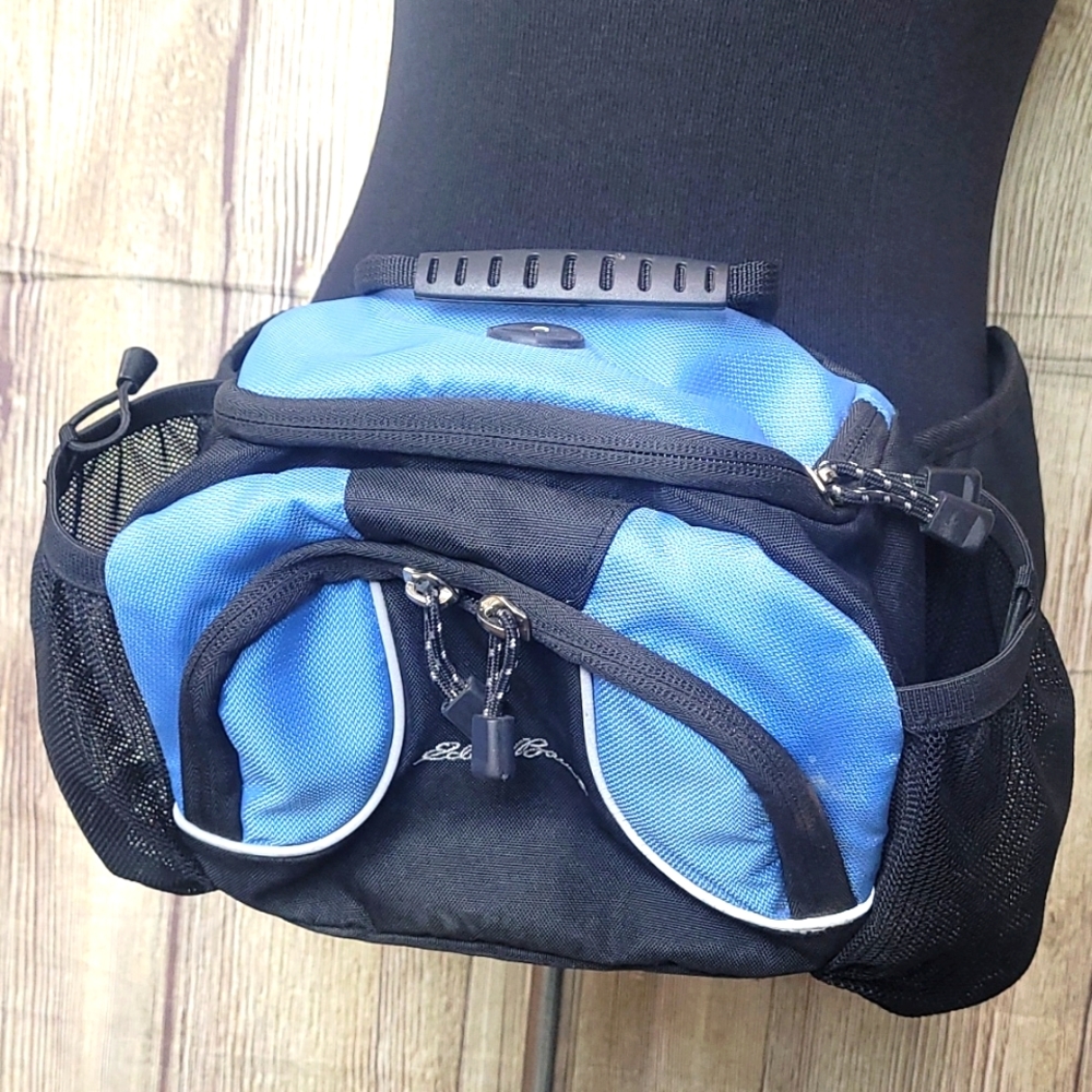 🥳 Eddie Bauer Waist Bag Fanny Pack Hiking Multi-Pocketed Holds 2 Water Bottles